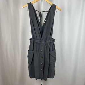 hem & thread Medium Stone Wash Cottagecore Minimalist Deep V Overall Dress